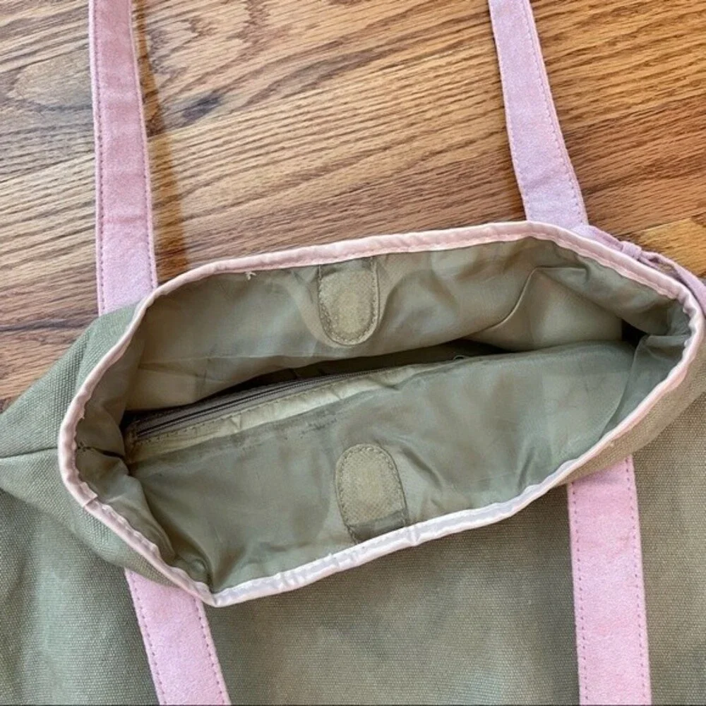 Disneyland | Khaki Green and Pink Tinker Bell Tote Bag
